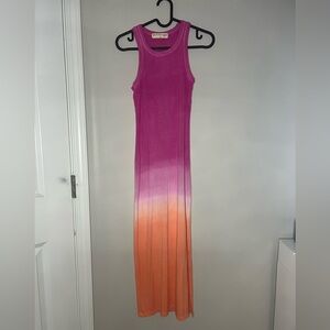 NWOT | 🩷🧡 Electric & Rose Rocky Ribbed - Gradient Maxi Dress 🧡🩷